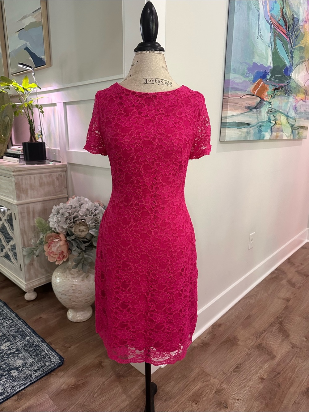Lauren Ralph Lauren Pink Floral Lace Sheath Dress Size 12